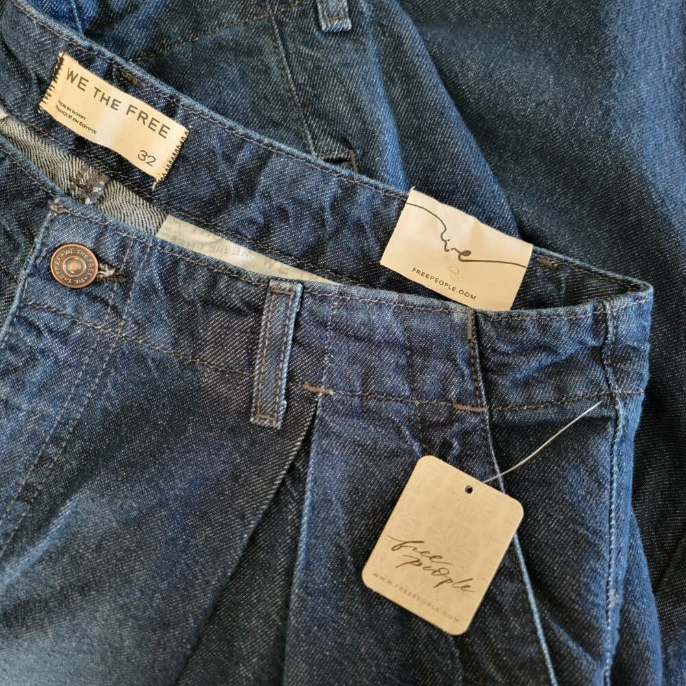 We The Free CRVY New Spin Trouser Jeans 32 Short Outerspace Dark Wash $148 NWT